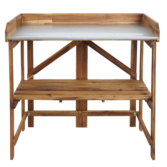 Cosmo Casa - Plantentafel - Tuinmanstafel, Bloementafel & Plantenplank - Opklapbaar - Acaciahout - Bruin