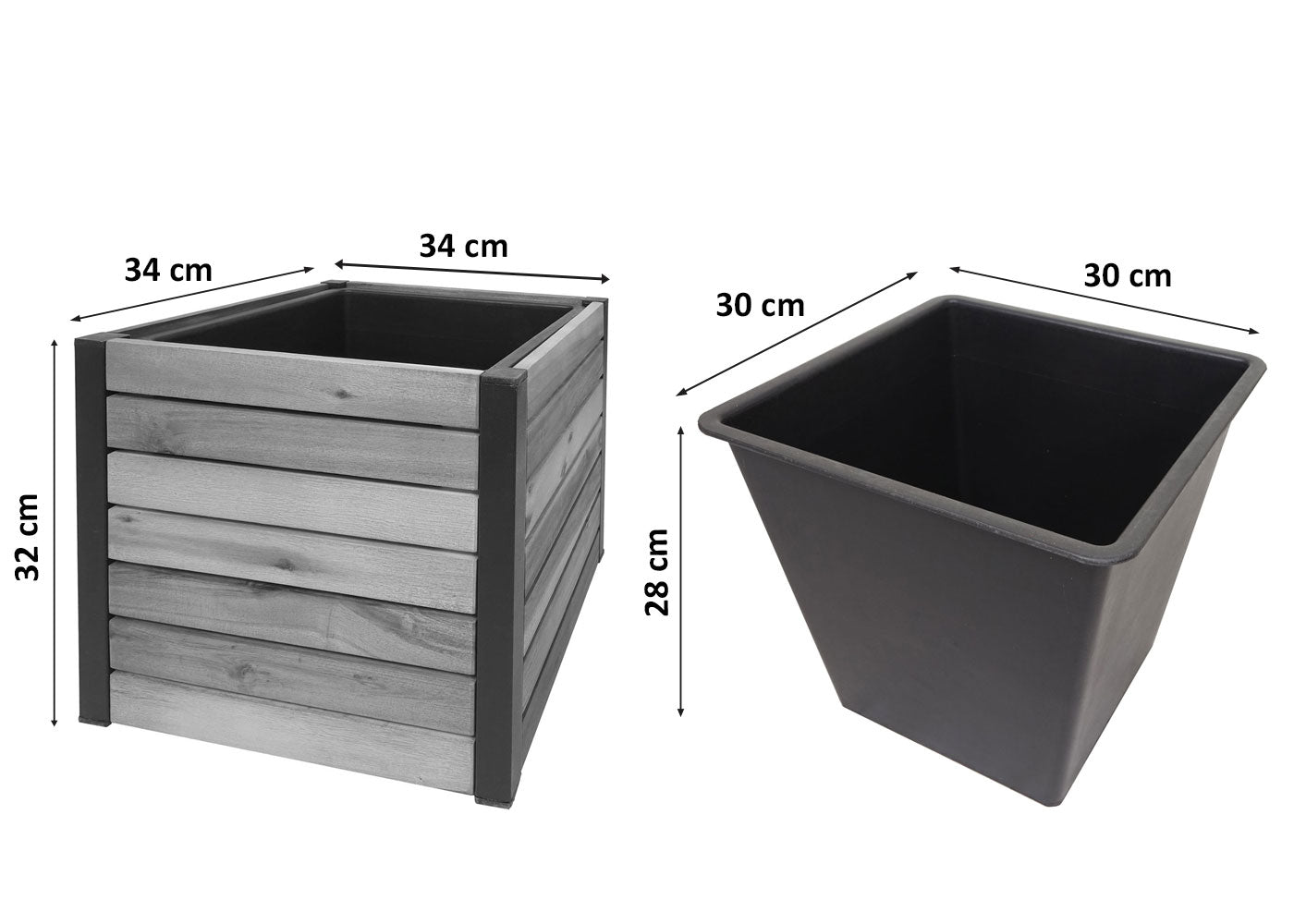 Cosmo Casa - Verhoogde Plantenbak - Acaciahout & Aluminium - 32×34×34 cm - Bruin