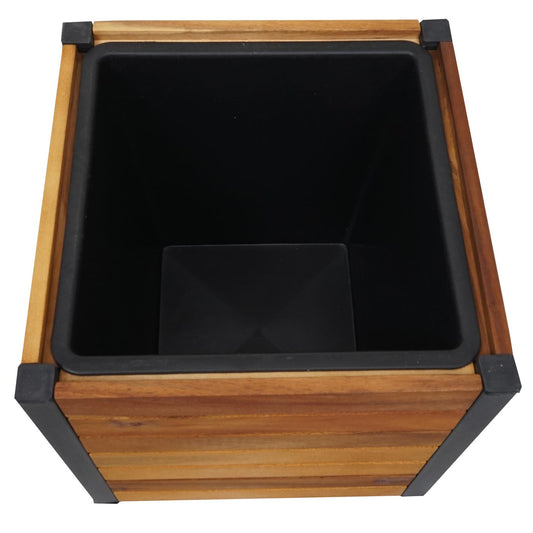 Cosmo Casa - Verhoogde Plantenbak - Acaciahout & Aluminium - 32×34×34 cm - Bruin