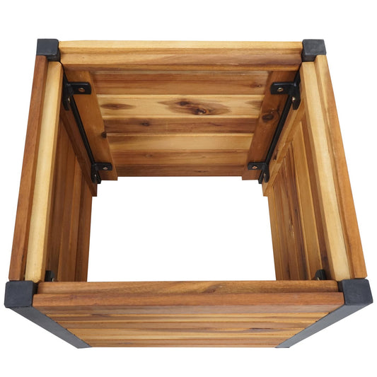 Cosmo Casa - Verhoogde Plantenbak - Acaciahout & Aluminium - 32×34×34 cm - Bruin