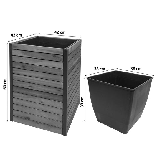 Cosmo Casa - Set van 2 Verhoogde Plantenbakken - Acaciahout & Aluminium - Bruin