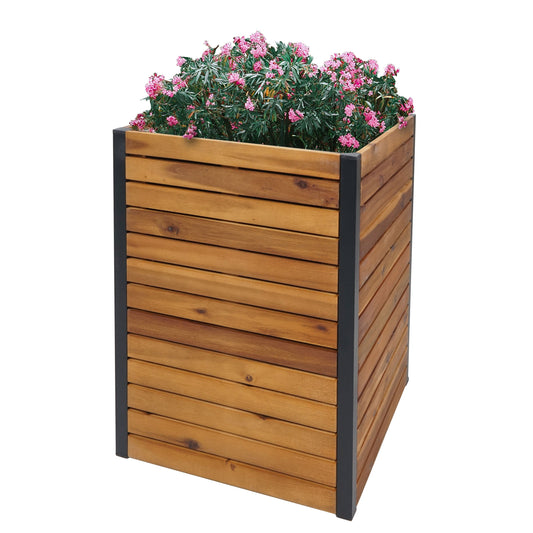 Cosmo Casa - Verhoogde Plantenbak - Acaciahout & Aluminium - 60×42×42 cm - Bruin
