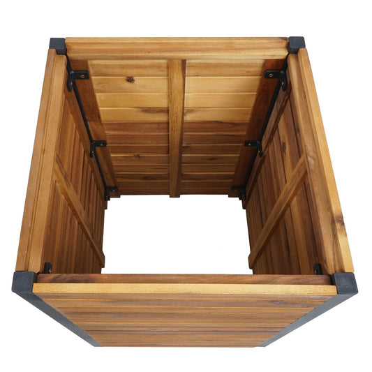 Cosmo Casa - Verhoogde Plantenbak - Acaciahout & Aluminium - 60×42×42 cm - Bruin