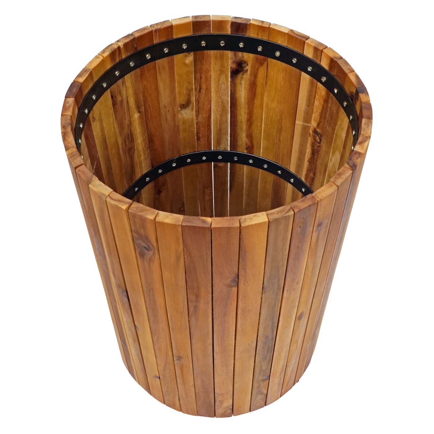 Cosmo Casa - Plantenbak Rond - Acaciahout & Aluminium - Ø 50×34 cm - Bruin