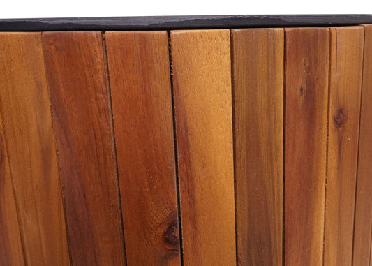 Cosmo Casa - Plantenbak Rond - Acaciahout & Aluminium - Ø 50×34 cm - Bruin