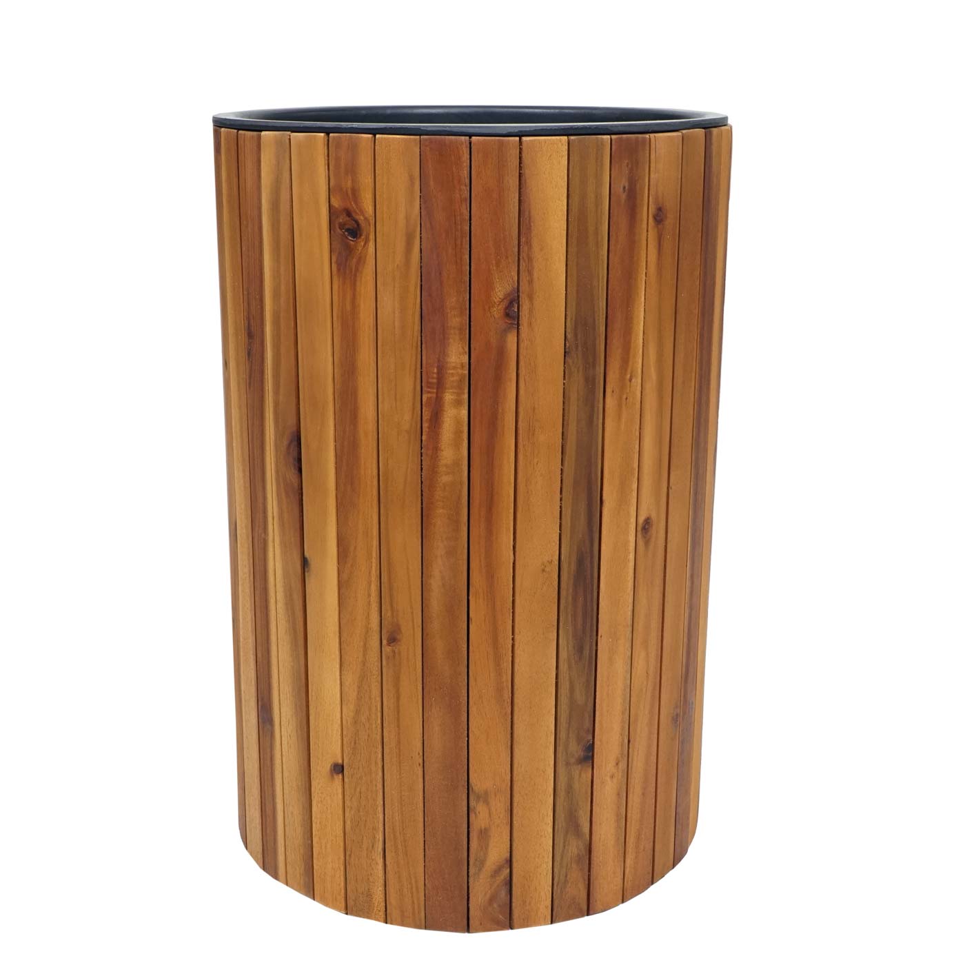 Cosmo Casa - Plantenbak Rond - Acaciahout & Aluminium - Ø 50×34 cm - Bruin