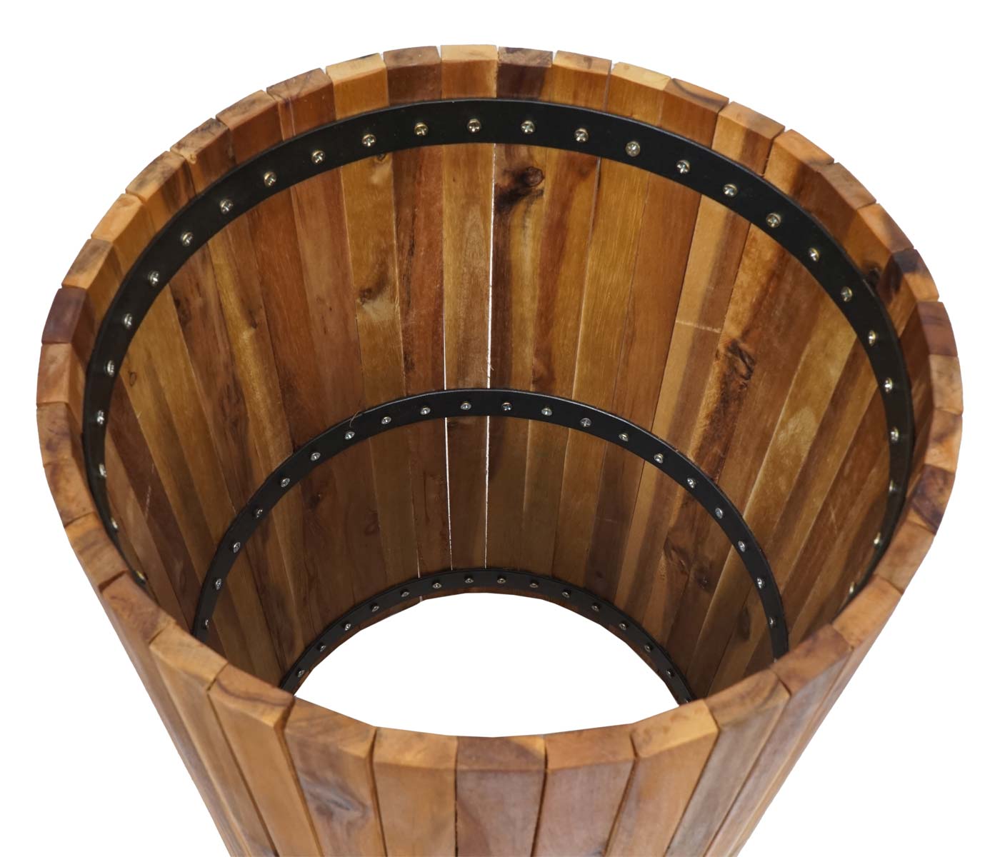 Cosmo Casa - Plantenbak Rond - Acaciahout & Aluminium - Ø 50×34 cm - Bruin