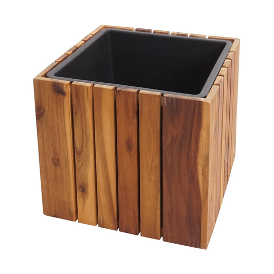 Cosmo Casa - Plantenbak Vierkant - Acaciahout - 32×32×32 cm - Bruin