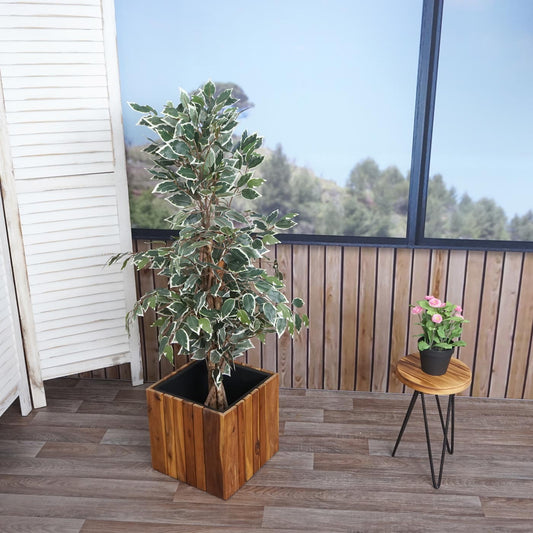 Cosmo Casa - Plantenbak Vierkant - Acaciahout - 32×32×32 cm - Bruin