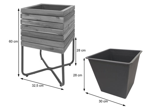 Cosmo Casa - Plantenbak Vierkant - Acaciahout & Staal - 60×33×33 cm - Bruin