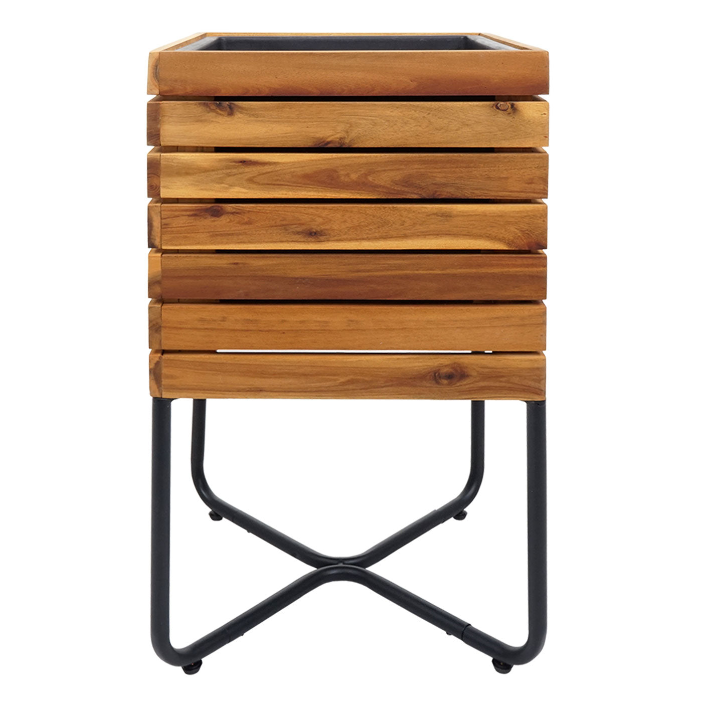 Cosmo Casa - Plantenbak Vierkant - Acaciahout & Staal - 60×33×33 cm - Bruin