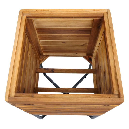 Cosmo Casa - Plantenbak Vierkant - Acaciahout & Staal - 60×33×33 cm - Bruin