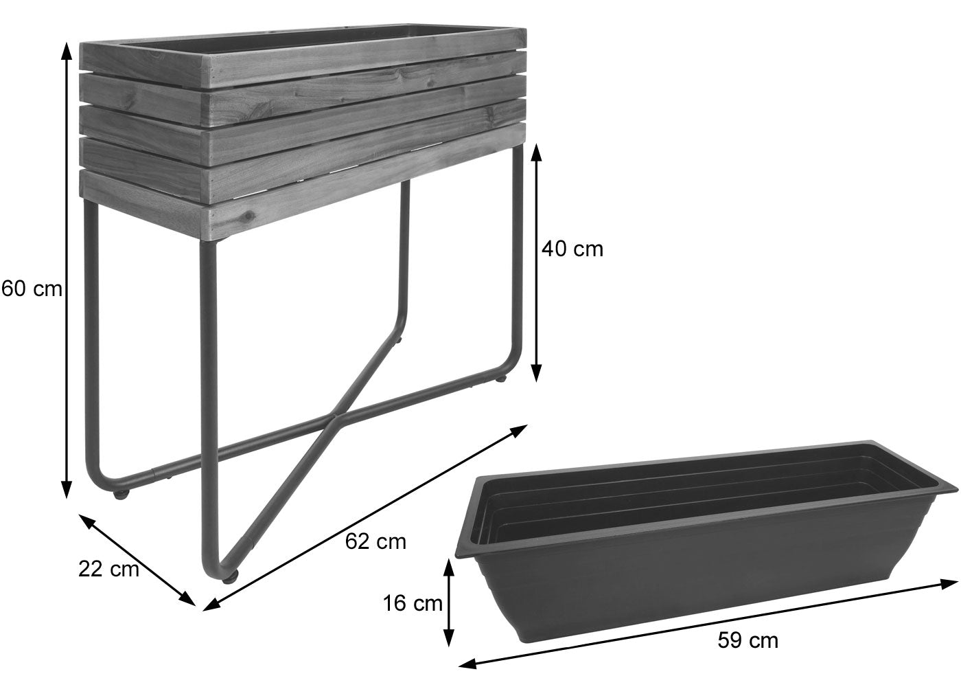 Cosmo Casa - Set van 2 Plantenbakken - Rechthoekig & Vierkant - Acaciahout & Staal - Bruin