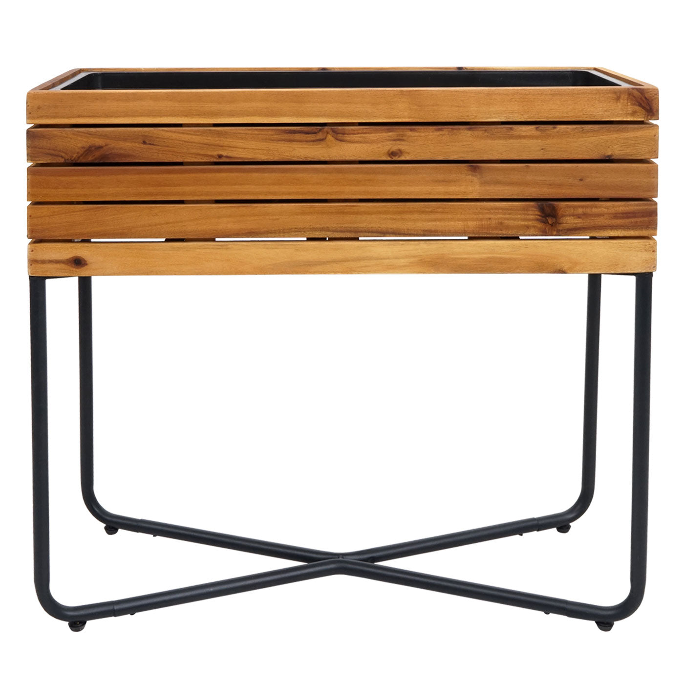 Cosmo Casa - Set van 2 Plantenbakken - Rechthoekig & Vierkant - Acaciahout & Staal - Bruin