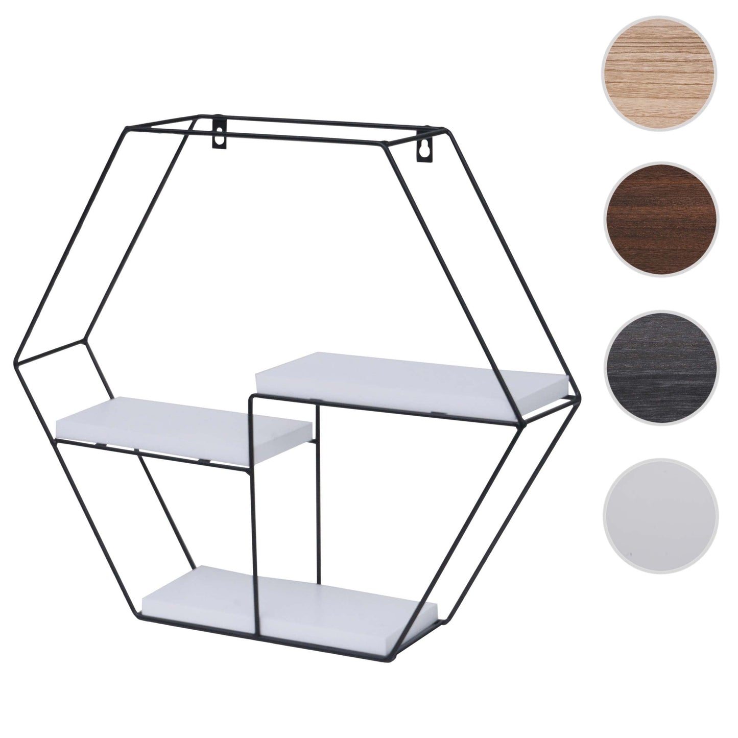 Cosmo Casa - Wandplank - Hangende Zwevende Plank Industrieel - Metaal & Massief Hout - Wit - 3 planken, 43×49×11 cm