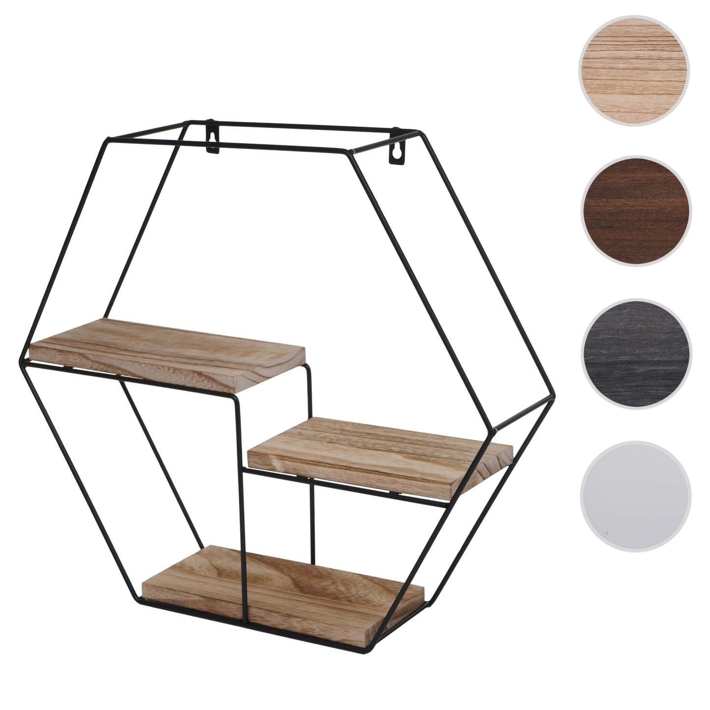 Cosmo Casa - Wandplank - Hangende Zwevende Plank Industrieel - Metaal & Massief Hout - Naturel - 3 planken, 43×49×11 cm