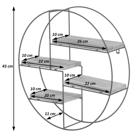 Cosmo Casa - Wandplank - Zwevend Hangend 4 Legplanken - Metaal en Massief Hout - Wit - 45x45x11cm