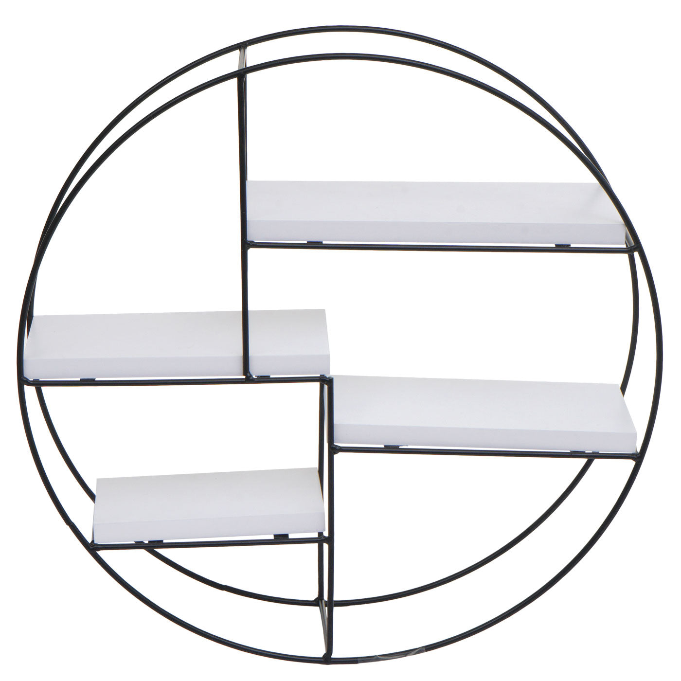 Cosmo Casa - Wandplank - Zwevend Hangend 4 Legplanken - Metaal en Massief Hout - Wit - 45x45x11cm