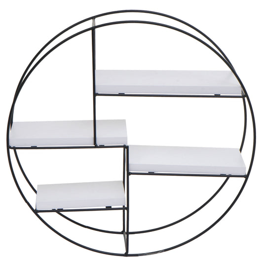 Cosmo Casa - Wandplank - Zwevend Hangend 4 Legplanken - Metaal en Massief Hout - Wit - 45x45x11cm