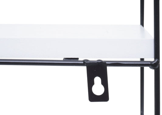 Cosmo Casa - Wandplank - Zwevend Hangend 4 Legplanken - Metaal en Massief Hout - Wit - 45x45x11cm