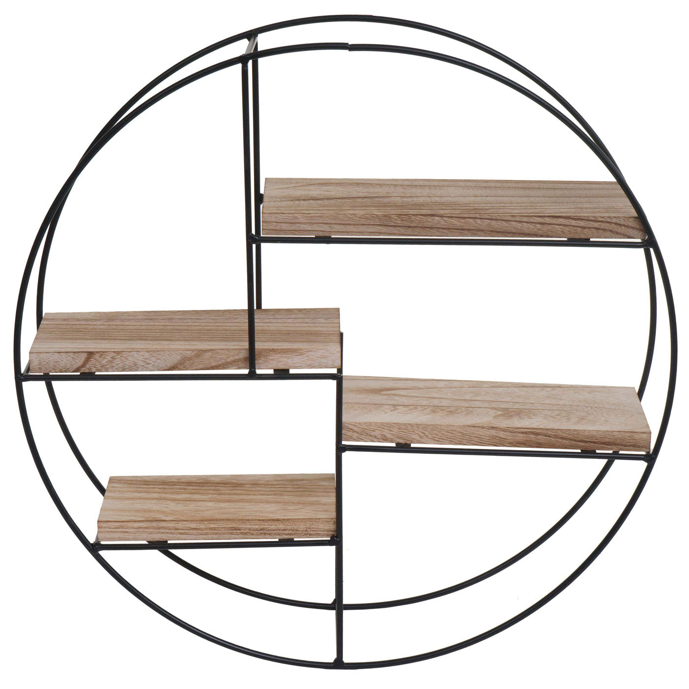 Cosmo Casa - Wandplank - Zwevend Hangend 4 Legplanken - Metaal en Massief Hout - Naturel - 45x45x11cm