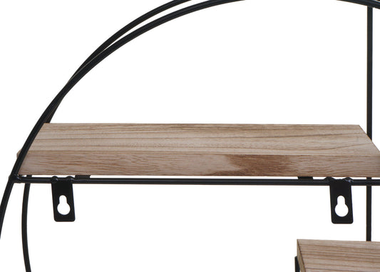 Cosmo Casa - Wandplank - Zwevend Hangend 4 Legplanken - Metaal en Massief Hout - Naturel - 45x45x11cm