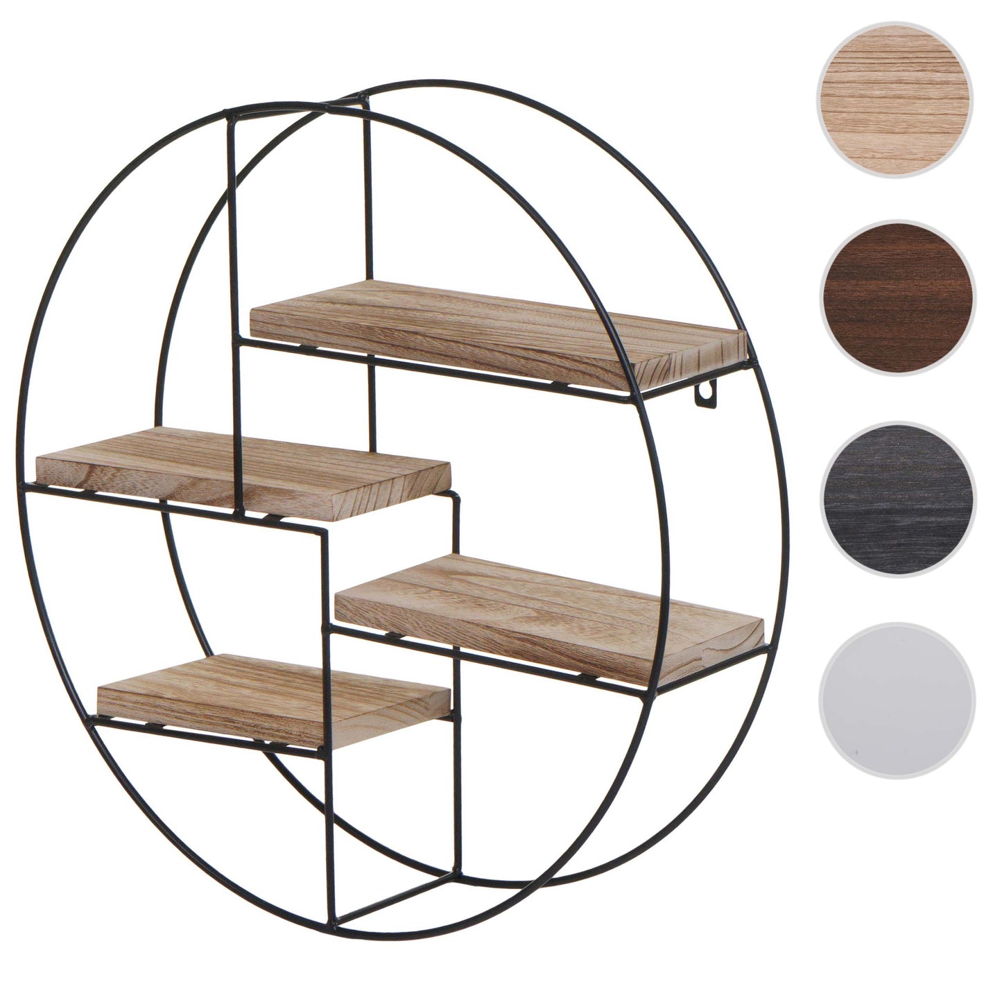 Cosmo Casa - Wandplank - Zwevend Hangend 4 Legplanken - Metaal en Massief Hout - Naturel - 45x45x11cm