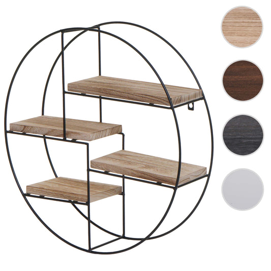 Cosmo Casa - Wandplank - Zwevend Hangend 4 Legplanken - Metaal en Massief Hout - Naturel - 45x45x11cm