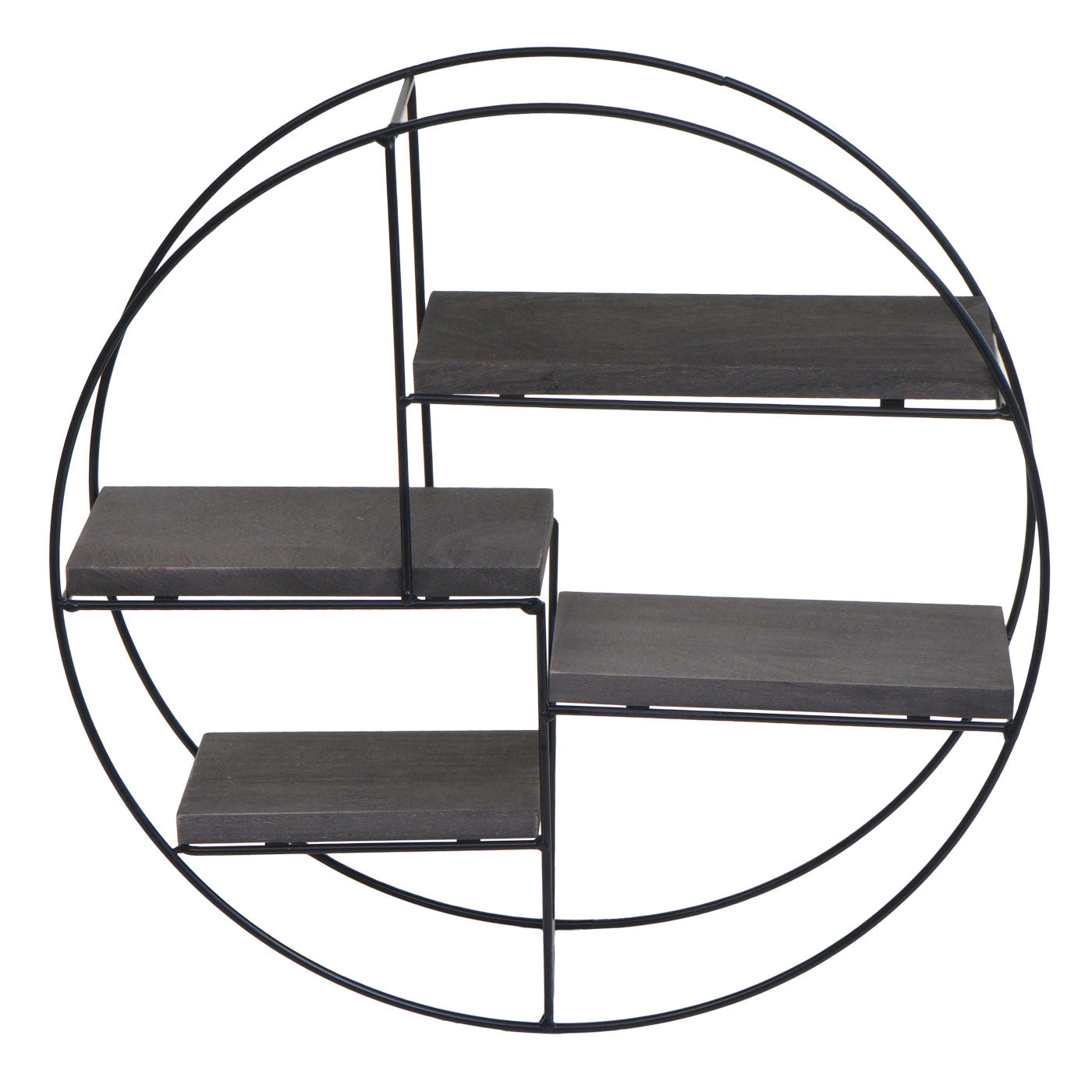 Cosmo Casa - Wandplank - Zwevend Hangend 4 Legplanken - Metaal en Massief Hout - Donkergrijs - 45x45x11cm