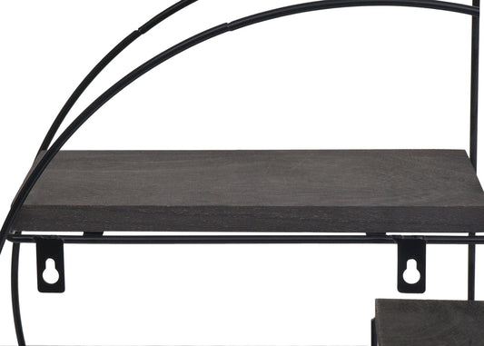 Cosmo Casa - Wandplank - Zwevend Hangend 4 Legplanken - Metaal en Massief Hout - Donkergrijs - 45x45x11cm