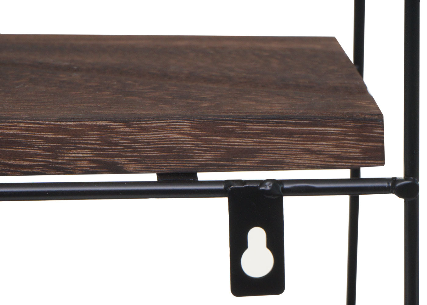 Cosmo Casa - Wandplank - Zwevend Hangend 4 Legplanken - Metaal en Massief Hout - Donkerbruin - 45x45x11cm