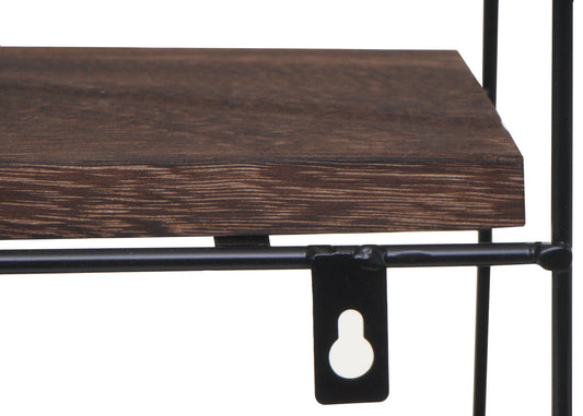 Cosmo Casa - Wandplank - Zwevend Hangend 4 Legplanken - Metaal en Massief Hout - Donkerbruin - 45x45x11cm