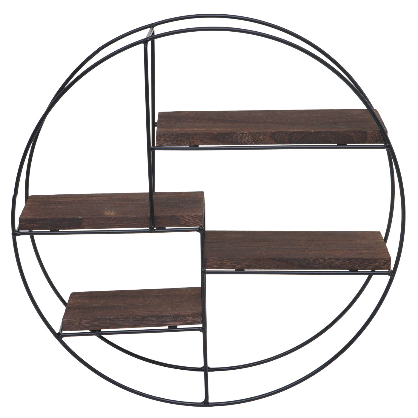 Cosmo Casa - Wandplank - Zwevend Hangend 4 Legplanken - Metaal en Massief Hout - Donkerbruin - 45x45x11cm