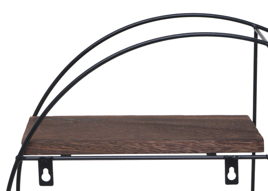 Cosmo Casa - Wandplank - Zwevend Hangend 4 Legplanken - Metaal en Massief Hout - Donkerbruin - 45x45x11cm