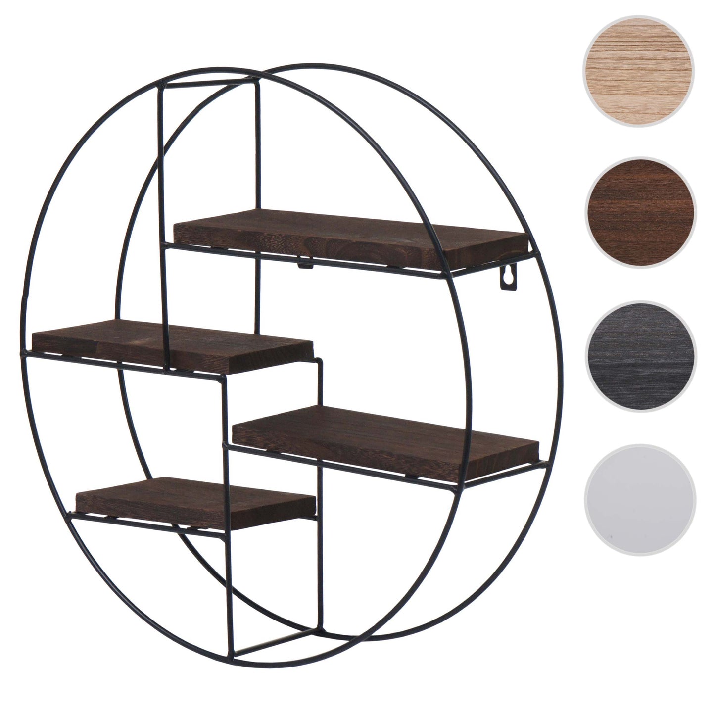 Cosmo Casa - Wandplank - Zwevend Hangend 4 Legplanken - Metaal en Massief Hout - Donkerbruin - 45x45x11cm