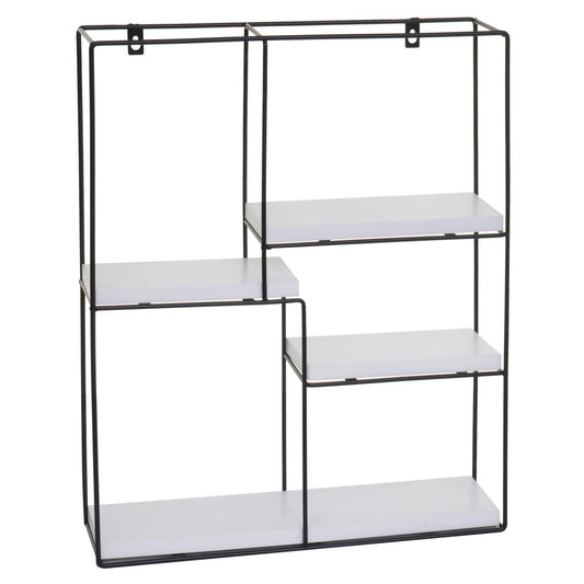 Cosmo Casa - Wandplank - Zwevend Hangend 4 Legplanken - Metaal en Massief Hout - Wit - 51x40x11cm