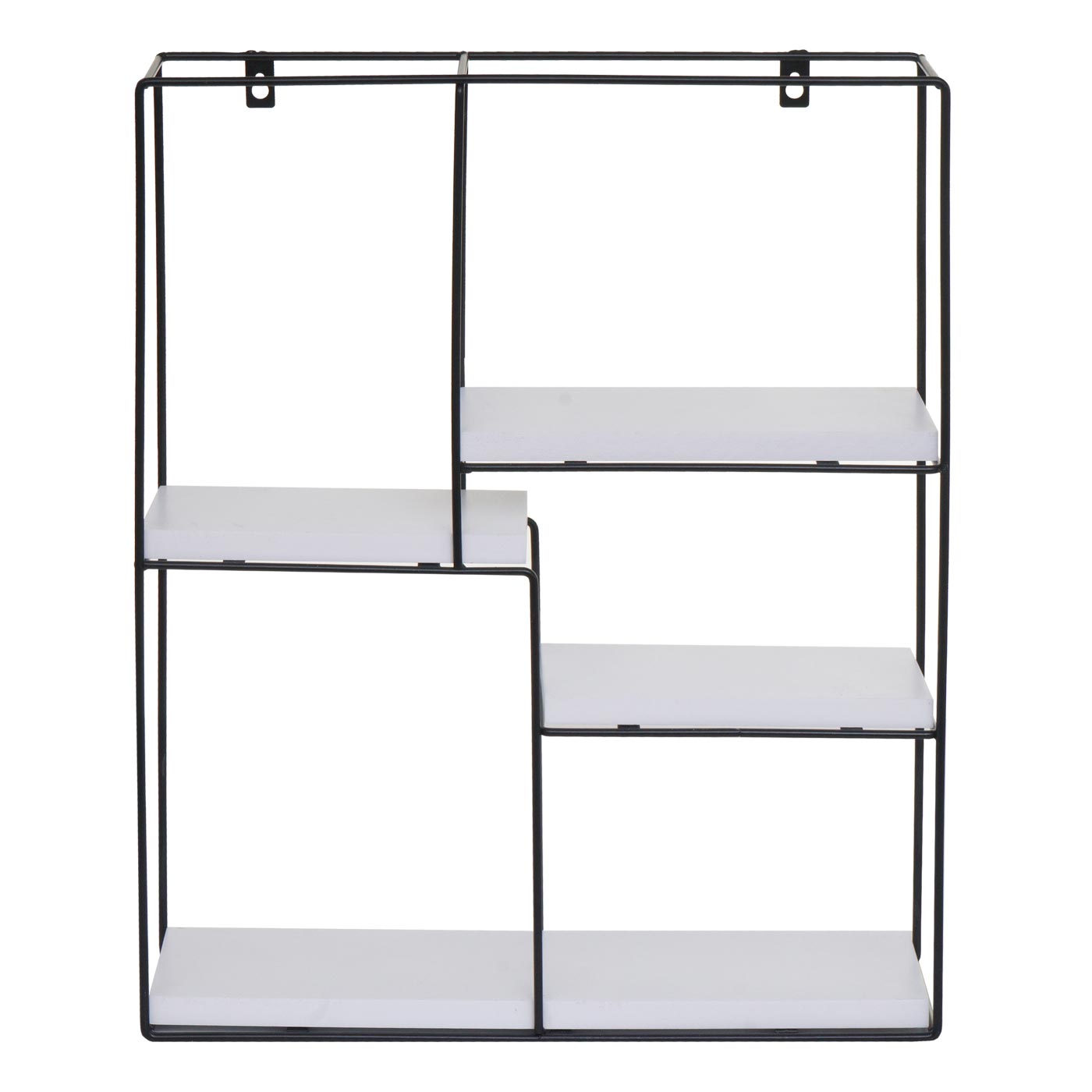 Cosmo Casa - Wandplank - Zwevend Hangend 4 Legplanken - Metaal en Massief Hout - Wit - 51x40x11cm