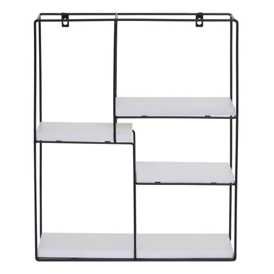 Cosmo Casa - Wandplank - Zwevend Hangend 4 Legplanken - Metaal en Massief Hout - Wit - 51x40x11cm