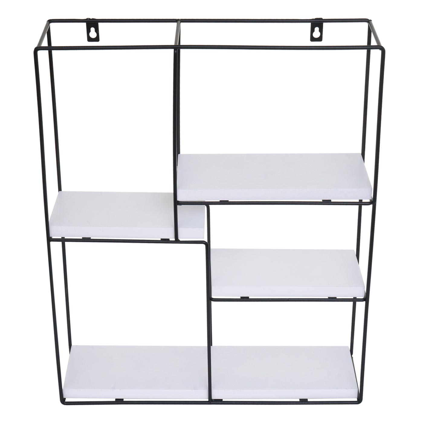 Cosmo Casa - Wandplank - Zwevend Hangend 4 Legplanken - Metaal en Massief Hout - Wit - 51x40x11cm