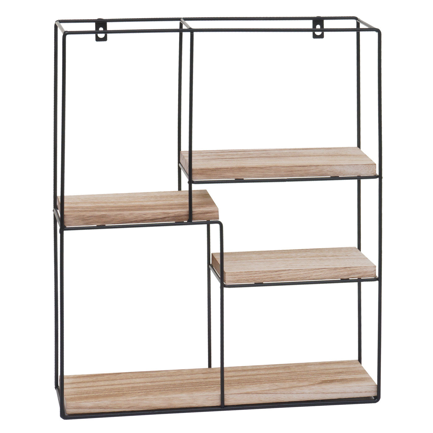 Cosmo Casa - Wandplank - Zwevend Hangend 4 Legplanken - Metaal en Massief Hout - Naturel - 51x40x11cm