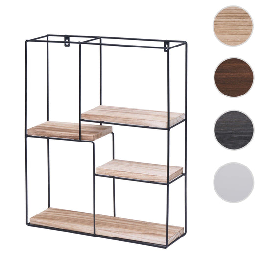 Cosmo Casa - Wandplank - Zwevend Hangend 4 Legplanken - Metaal en Massief Hout - Naturel - 51x40x11cm