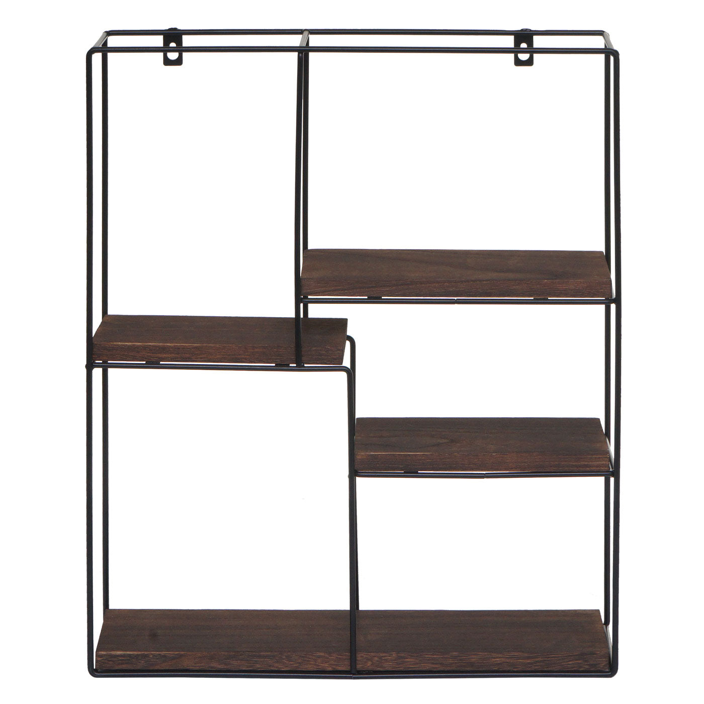 Cosmo Casa - Wandplank - Zwevend Hangend 4 Legplanken - Metaal en Massief Hout - Donkerbruin - 51x40x11cm