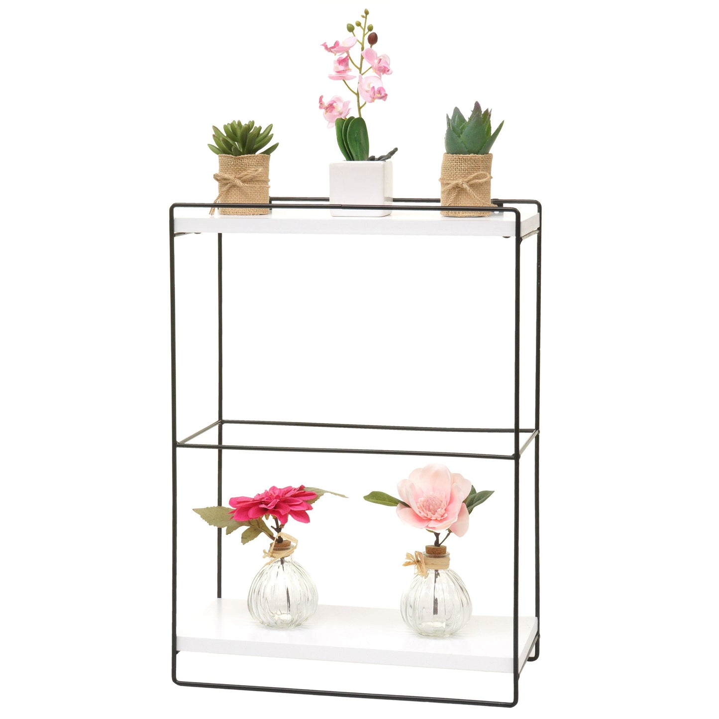 Cosmo Casa - Wandplank - Hangplank Keuken - Massief Hout & Metaal - Wit - 50×35×17 cm