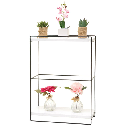 Cosmo Casa - Wandplank - Hangplank Keuken - Massief Hout & Metaal - Wit - 50×35×17 cm