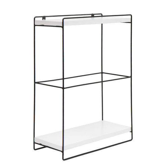 Cosmo Casa - Wandplank - Hangplank Keuken - Massief Hout & Metaal - Wit - 50×35×17 cm