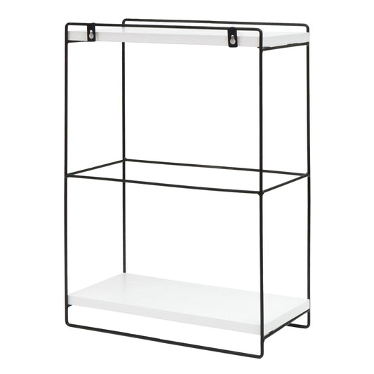 Cosmo Casa - Wandplank - Hangplank Keuken - Massief Hout & Metaal - Wit - 50×35×17 cm