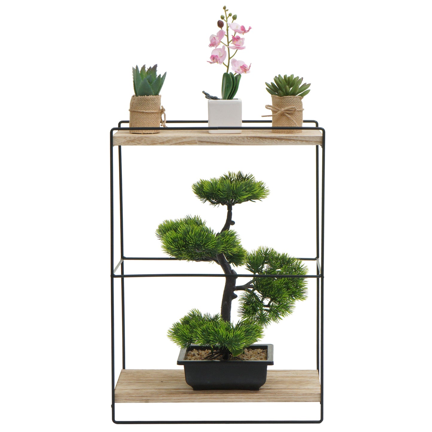 Cosmo Casa - Wandplank - Hangplank Keuken - Massief Hout & Metaal - Naturel - 50×35×17 cm