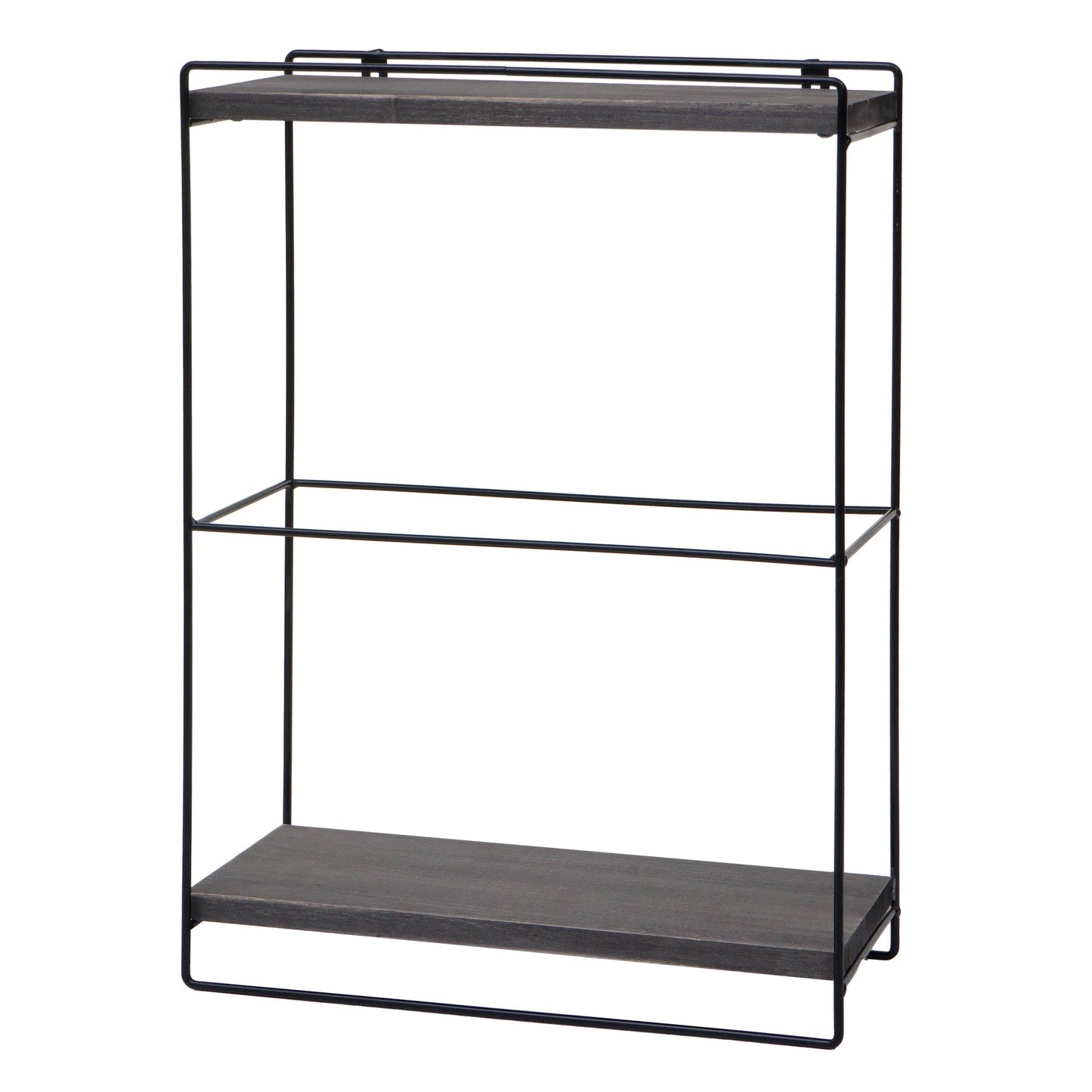 Cosmo Casa - Wandplank - Industrieel massief hout en metaal - Donkergrijs - 50x35x17cm