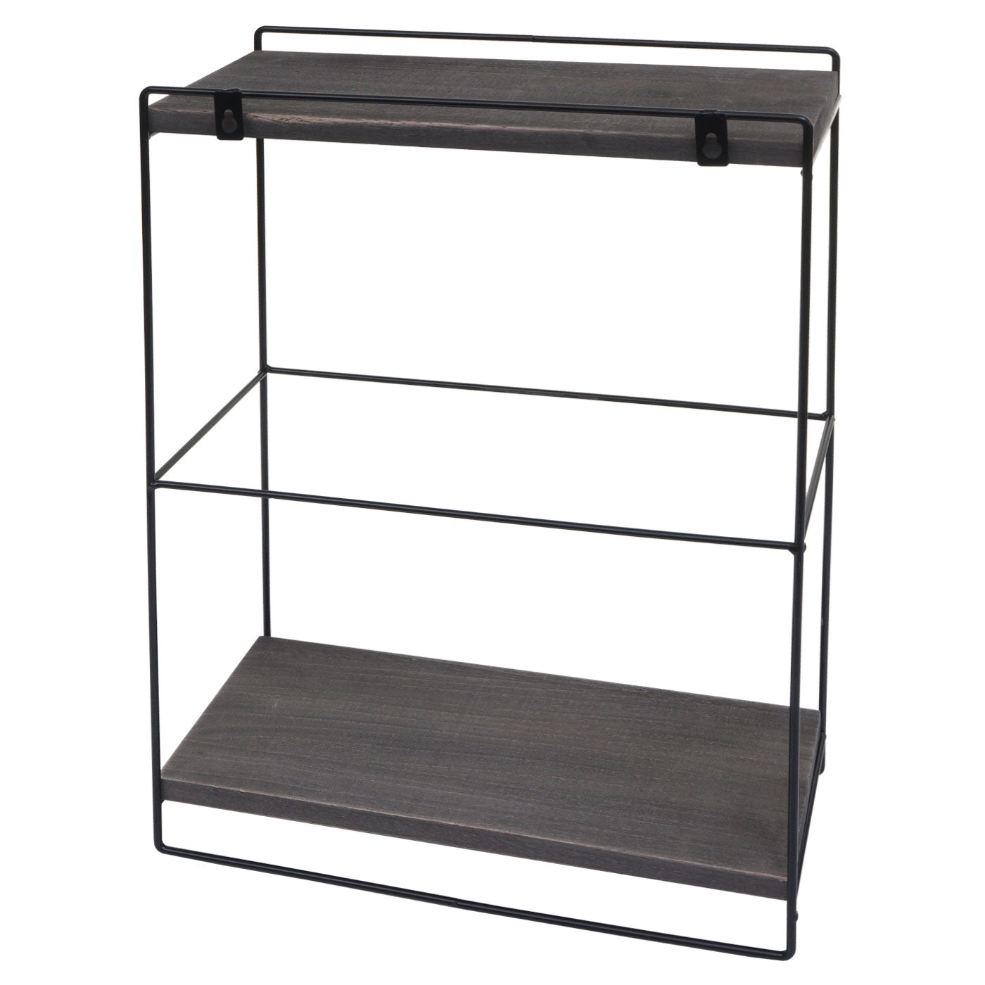 Cosmo Casa - Wandplank - Industrieel massief hout en metaal - Donkergrijs - 50x35x17cm