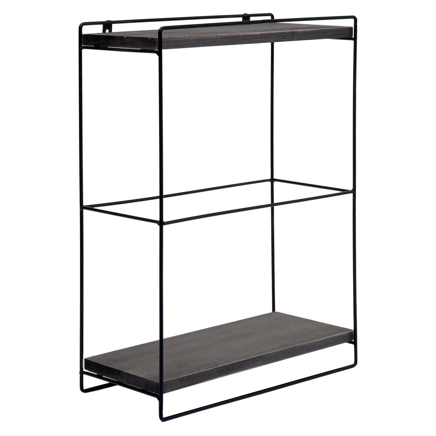 Cosmo Casa - Wandplank - Industrieel massief hout en metaal - Donkergrijs - 50x35x17cm